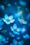 Magic white flower on blue spectrum in the dark like a dream Created with Generative AI technology
