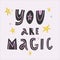 Magical affirmation qoutation whith stars and witchy elements