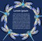 magical background frame with shiny jewelry dragonflies and place for text