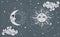 Magical banner for astrology, Sun and a crescent moon on dark cosmic background Celestial alchemy,