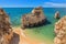 Magical beaches of Portugal for tourists. Algarve.