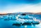 Magical beautiful landscape with ice depths in the famous Jokulsarlon glacial lagoon in Iceland at sunny day. Exotic countries.