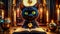 A magical black cat tells fortunes on a Magic Book from the wizard's room, cyclic video
