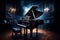 magical black grand piano painting generative AI