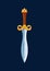 Magical cartoon dagger blade with golden hilt