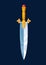 Magical cartoon dagger steel blade in golden hilt