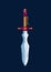 Magical cartoon dagger, steel blade Medieval sword