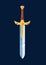Magical cartoon knight sword blade, vector arms