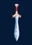 Magical cartoon sword blade with gems on guard