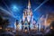 Magical Castle in Magic Kingdom, perched upon a magical hill, surrounded by a spectacular array of towering spires and enchanting