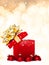 Magical Christmas Gift Background With Red Baubles