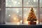 Magical Christmas Tree: A Festive Window Display with Dazzling Bokeh