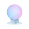 Magical crystal ball with blue-pink gradient. Glass sphere on gray stand. Ritual item. Flat vector design