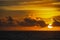 Magical dramatic sunset on a tropical beach.