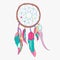 Magical dreamcatcher with sacred feathers to catch dreams pictogram icon