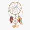 Magical dreamcatcher with sacred feathers to catch dreams pictogram icon