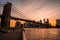 Magical evening sunset view of the Brooklyn bridge