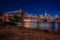 Magical evening sunset view of the Brooklyn bridge