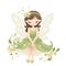 Magical fairy whimsy, colorful illustration of a cute fairy with wings, flowers, and sparkling charm