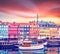 magical fascinating landscape with boats in a famous Nyhavn in the capital of Denmark Copenhagen. Exotic amazing places. Popular