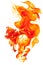 Magical fire ignition - burning red-orange hot flame