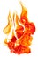 Magical fire ignition - burning red-orange hot flame - fiery