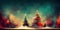 Magical forest with fantasy Christmas tree, magical Christmas time, snow and snowflakes, winter decoration, generative Ai