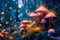 magical forest filled with glowing mushrooms, where fairies and unicorns roam free