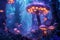 magical forest filled with glowing mushrooms, where fairies and unicorns roam free