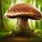 Magical forest find. The fly agaric mushroom flourishing in a sunlit meadow. AI-generated