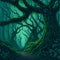 A magical forest is a place of mystery and wonder. AI-Generated.