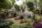 magical garden with fairies, unicorns and other mythical creatures