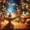 magical genie lamp at christmas time