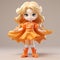 Magical Girl Inspired Orange Figurine On Gray Background