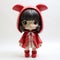 Magical Girl Inspired Red Bear Figurine With Shiny Eyes