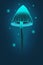 Magical glowing poisonous mushroom on a dark blue background