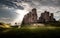 Magical gorgeous moody view of Brough Castle in Cumbria, England