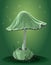 Magical green mushrooms on a dark background. Mystical glowing mushrooms. Mushrooms for the game, fantastic