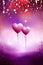 Magical Heart Balloons Floating in Purple Haze