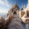 A magical ice and snowy castle with fantasy design.