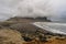 Magical landscape of Vestrahorn Mountains and Black sand dunes in Iceland at sunrise. Panoramic view of the Stokksnes headland in