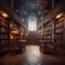 A magical library with towering bookshelves and mystical artifacts, invoking a sense of knowledge and discovery5