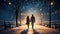 Magical love scene in winter - people photography