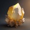 Magical mineral citrine. Yellow gemstone. Glowing gemstone