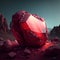 Magical mineral ruby. Green gemstone. Glowing garnet