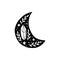 Magical moon vector illustration. Black crescent moon and crystal.