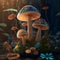 Magical mushroom in forest digital art