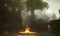 Magical Mystical Ancient Fountain with Gloomy and Foggy Atmosphere