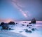 magical mystical beautiful charming landscape with waves and stones in the middle of the sea on the coast against the background