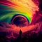 Magical rainbow portals in the sky, ascension to the rainbow